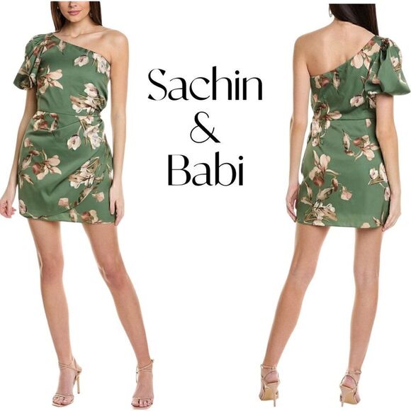 SACHIN & BABI womens Amelia Dress Olive Venetia Petals Sz 8 NWT - Picture 2 of 7